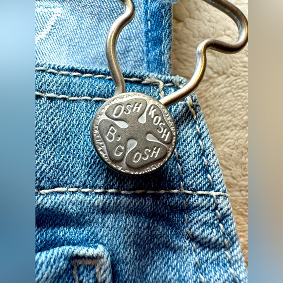 OshKosh B’Gosh girl blue Jean denim overalls top white eyelet full skirt cute 4T - Picture 5 of 7